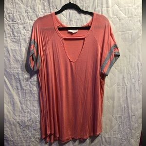 Peach V-neck Cutout top
